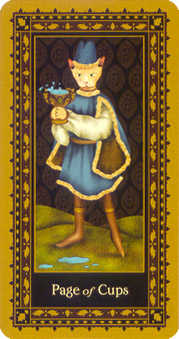 Page of Cups Tarot card in Medieval Cat Tarot deck