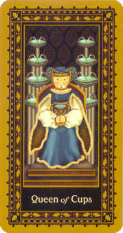 Queen of Cups Tarot card in Medieval Cat Tarot deck