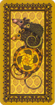 Ace of Coins Tarot card in Medieval Cat Tarot deck