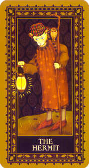 The Hermit Tarot card in Medieval Cat Tarot deck