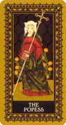 The High Priestess Tarot card in Medieval Cat deck