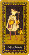 Page of Wands Tarot card in Medieval Cat Tarot deck