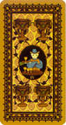 Four of Cups Tarot card in Medieval Cat deck