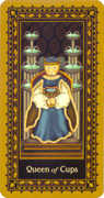 Queen of Cups Tarot card in Medieval Cat deck