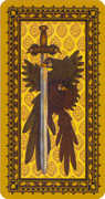 Ace of Swords Tarot card in Medieval Cat Tarot deck