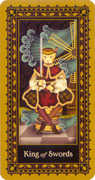 King of Swords Tarot card in Medieval Cat deck