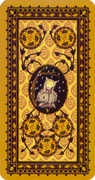 Five of Coins Tarot card in Medieval Cat deck