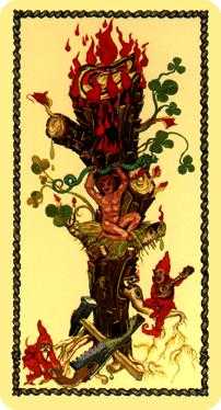 Ace of Wands Tarot card in Medieval Scapini Tarot deck