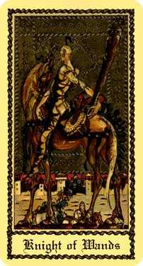 Knight of Wands Tarot card in Medieval Scapini Tarot deck