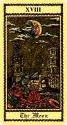 The Moon Tarot card in Medieval Scapini deck