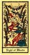 Eight of Wands Tarot card in Medieval Scapini Tarot deck