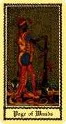 Page of Wands Tarot card in Medieval Scapini deck