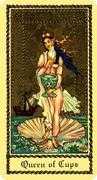 Queen of Cups Tarot card in Medieval Scapini Tarot deck