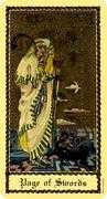 Page of Swords Tarot card in Medieval Scapini deck