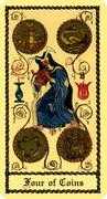 Four of Coins Tarot card in Medieval Scapini deck