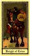 Knight of Coins Tarot card in Medieval Scapini deck