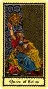 Queen of Coins Tarot card in Medieval Scapini Tarot deck
