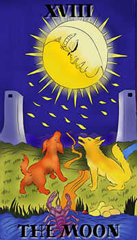 The Moon Tarot card in Melanated Classic Tarot Tarot deck