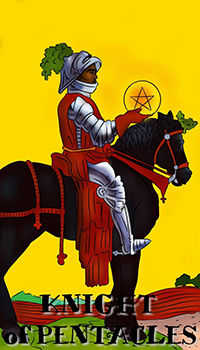 Knight of Coins Tarot card in Melanated Classic Tarot Tarot deck