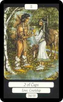 Two of Cups Tarot card in Merry Day Tarot deck