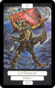 Two of Coins Tarot card in Merry Day Tarot deck
