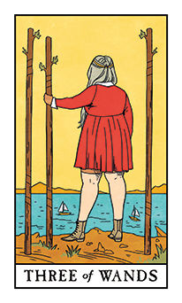 Three of Wands Tarot card in Modern Witch Tarot deck