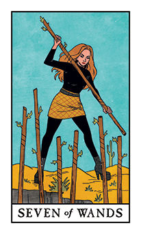Seven of Wands Tarot card in Modern Witch Tarot deck