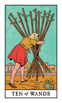 Ten of Wands Tarot card in Modern Witch Tarot deck