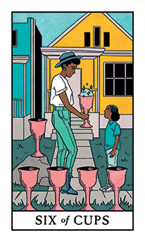 Six of Cups Tarot card in Modern Witch Tarot deck