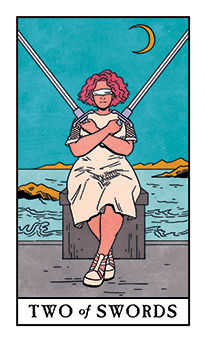 Two of Swords Tarot card in Modern Witch Tarot deck