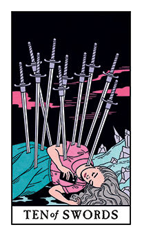 Ten of Swords Tarot card in Modern Witch Tarot deck