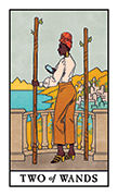 Two of Wands Tarot card in Modern Witch deck