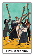 Five of Wands Tarot card in Modern Witch deck