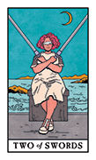 Two of Swords Tarot card in Modern Witch deck