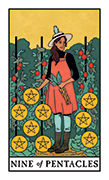 Nine of Pentacles Tarot card in Modern Witch deck