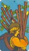 Ten of Wands Tarot card in Morgan-Greer deck