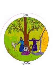 Justice Tarot card in Motherpeace Tarot Tarot deck