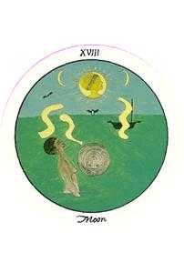 The Moon Tarot card in Motherpeace Tarot Tarot deck