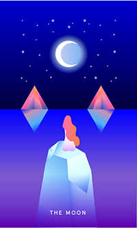 The Moon Tarot card in Mystic Mondays Tarot deck