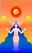 The Sun Tarot card in Mystic Mondays Tarot deck