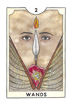 Two of Wands Tarot card in New Chapter Tarot deck