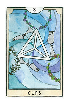 Three of Cups Tarot card in New Chapter Tarot deck