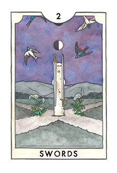 Two of Swords Tarot card in New Chapter Tarot deck
