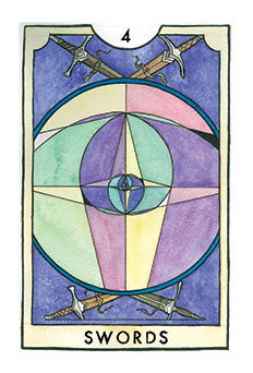 Four of Swords Tarot card in New Chapter Tarot deck