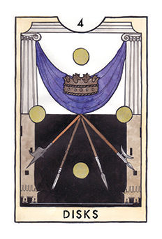Four of Disks Tarot card in New Chapter Tarot deck