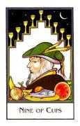 Nine of Cups Tarot card in The New Palladini Tarot deck