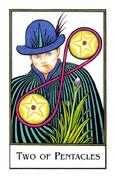 Two of Pentacles Tarot card in The New Palladini Tarot deck