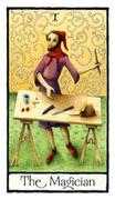 The Magician Tarot card in Old English deck