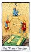 Wheel of Fortune Tarot card in Old English Tarot deck