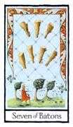 Seven of Batons Tarot card in Old English deck